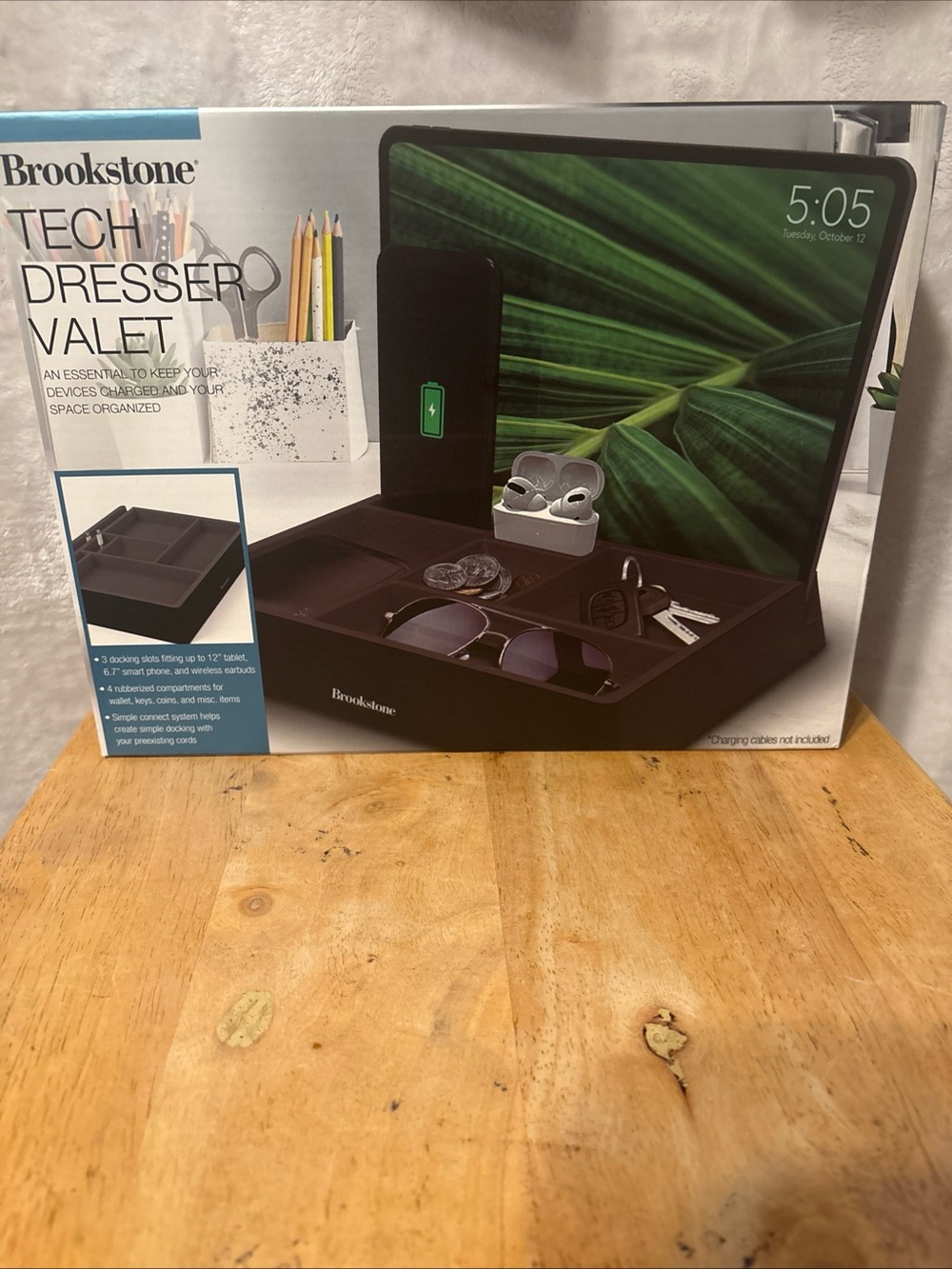 New Brookstone Tech Dresser Valet - Black and gray Accents